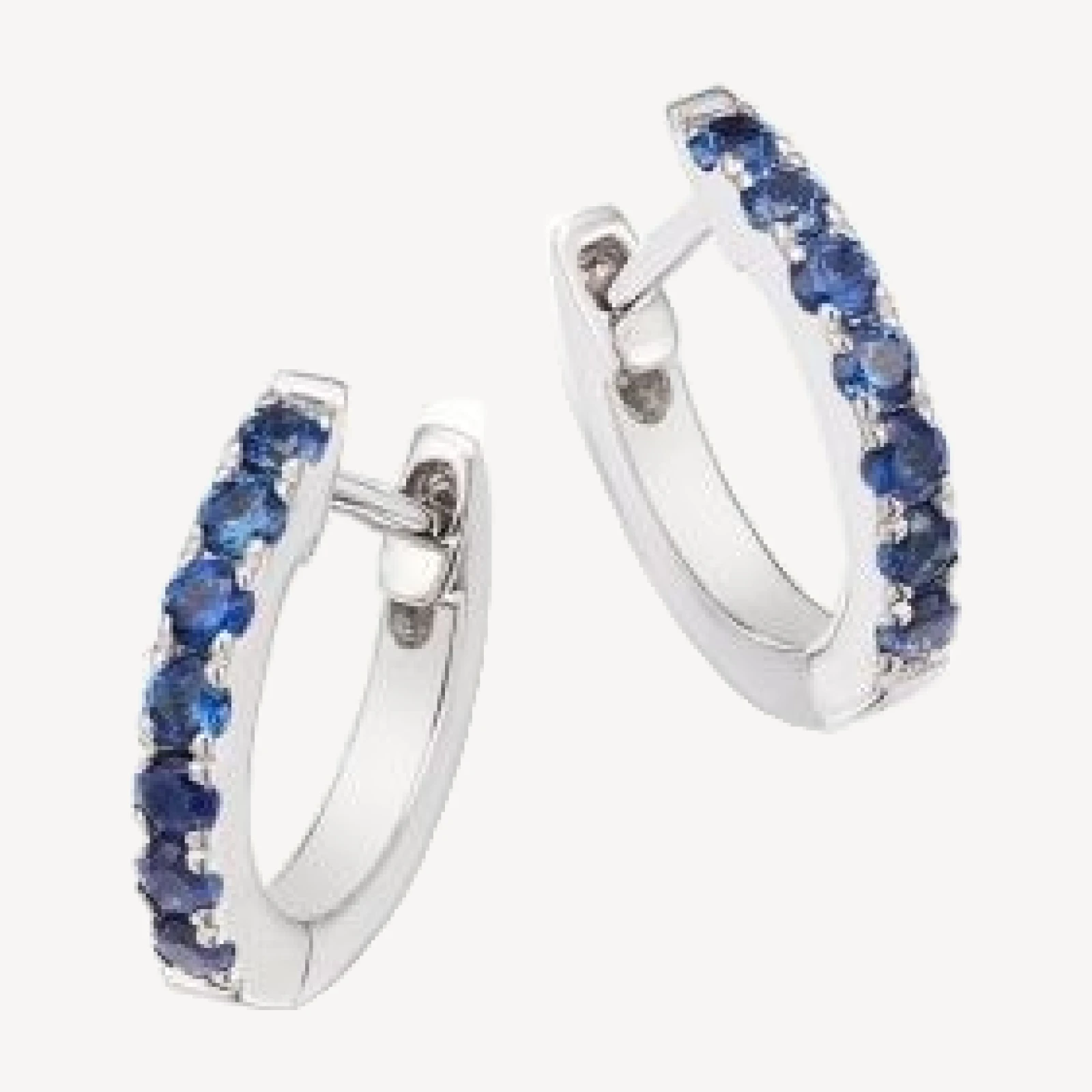 Bloomingdale's Fine Collection Blue Sapphire Huggie Hoop Earrings in 14K White Gold