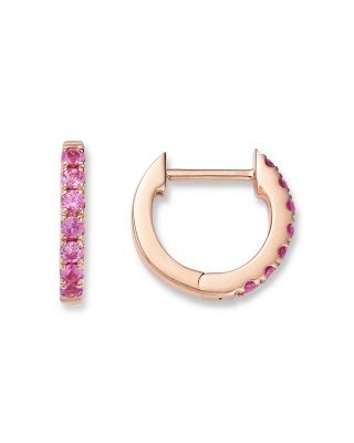 Bloomingdale's Fine Collection Pink Sapphire Huggie Hoop Earrings in 14K Rose Gold