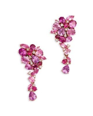 Bloomingdale's Fine Collection Multicolor Pink Sapphire & Diamond Drop Earrings in 14K Rose Gold