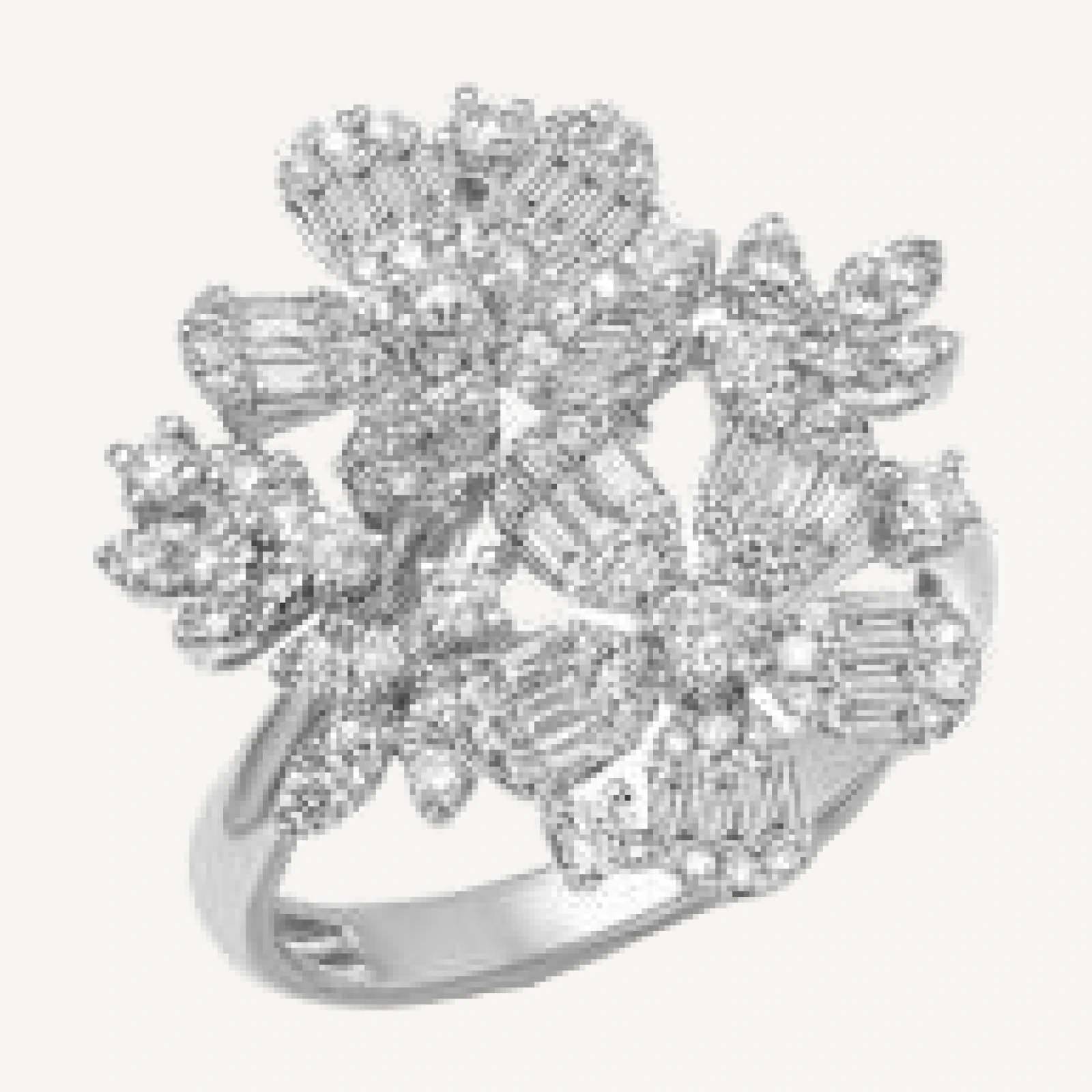 Bloomingdale's Fine Collection Diamond Round & Baguette Flower Ring in 14K White Gold, 1.04 tcw