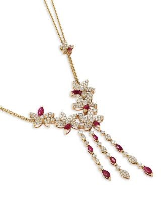 Bloomingdale's Fine Collection Ruby & Diamond Statement Necklace in 14K Yellow Gold