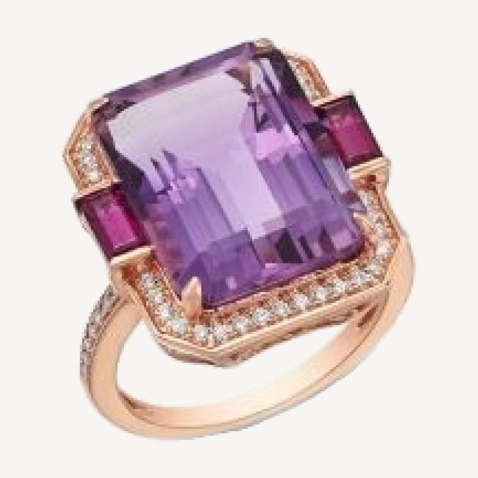 Bloomingdale's Fine Collection Amethyst, Rhodolite, & Diamond Ring in 14K Rose Gold