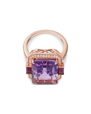 Bloomingdale's Fine Collection Amethyst, Rhodolite, & Diamond Ring in 14K Rose Gold