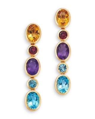 Bloomingdale's Fine Collection Multi Gemstone Bezel Linear Drop Earrings