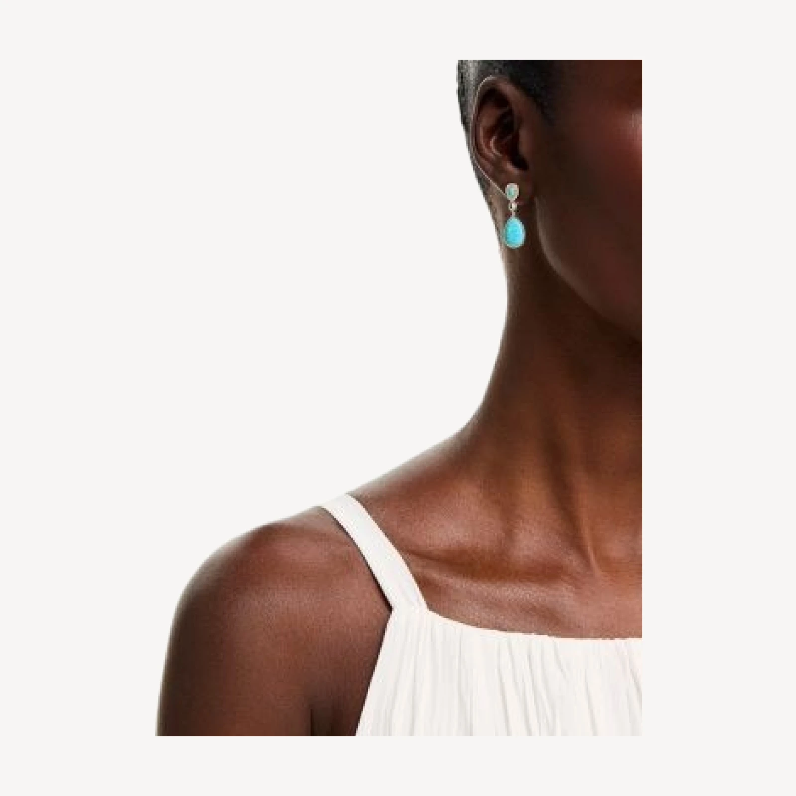 Bloomingdale's Fine Collection Turquoise, Swiss Blue Topaz, & Diamond Pear Halo Drop Earrings in 14K Yellow Gold