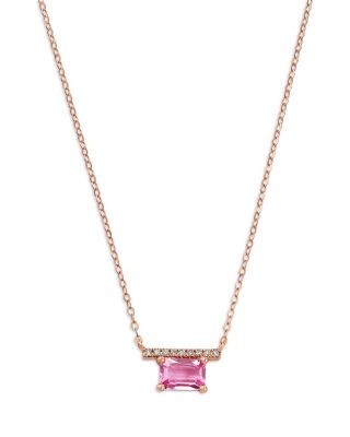 Bloomingdale's Fine Collection Diamond & Pink Sapphire Pendant Necklace in 14K Rose Gold, 16-18