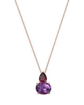 Bloomingdale's Fine Collection Amethyst Duo Pendant Necklace in 14K Rose Gold, 18