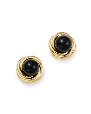 Bloomingdale's Fine Collection Onyx Swirl Stud Earrings in 14K Yellow Gold