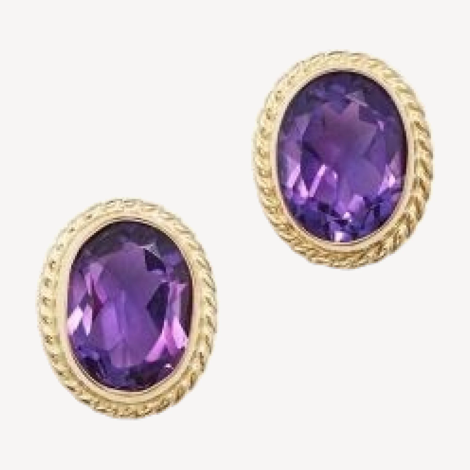 Amethyst Oval Medium Bezel Stud Earrings in 14K Yellow Gold