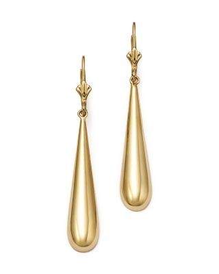 14K Yellow Gold Long Teardrop Earrings