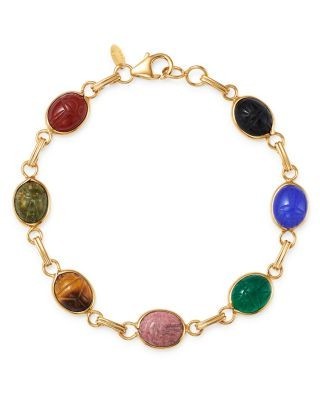Bloomingdale's Fine Collection Multi-Stone Scarab Link Bracelet in 14K Yellow Gold