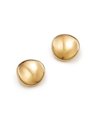 14K Yellow Gold Disk Stud Earrings