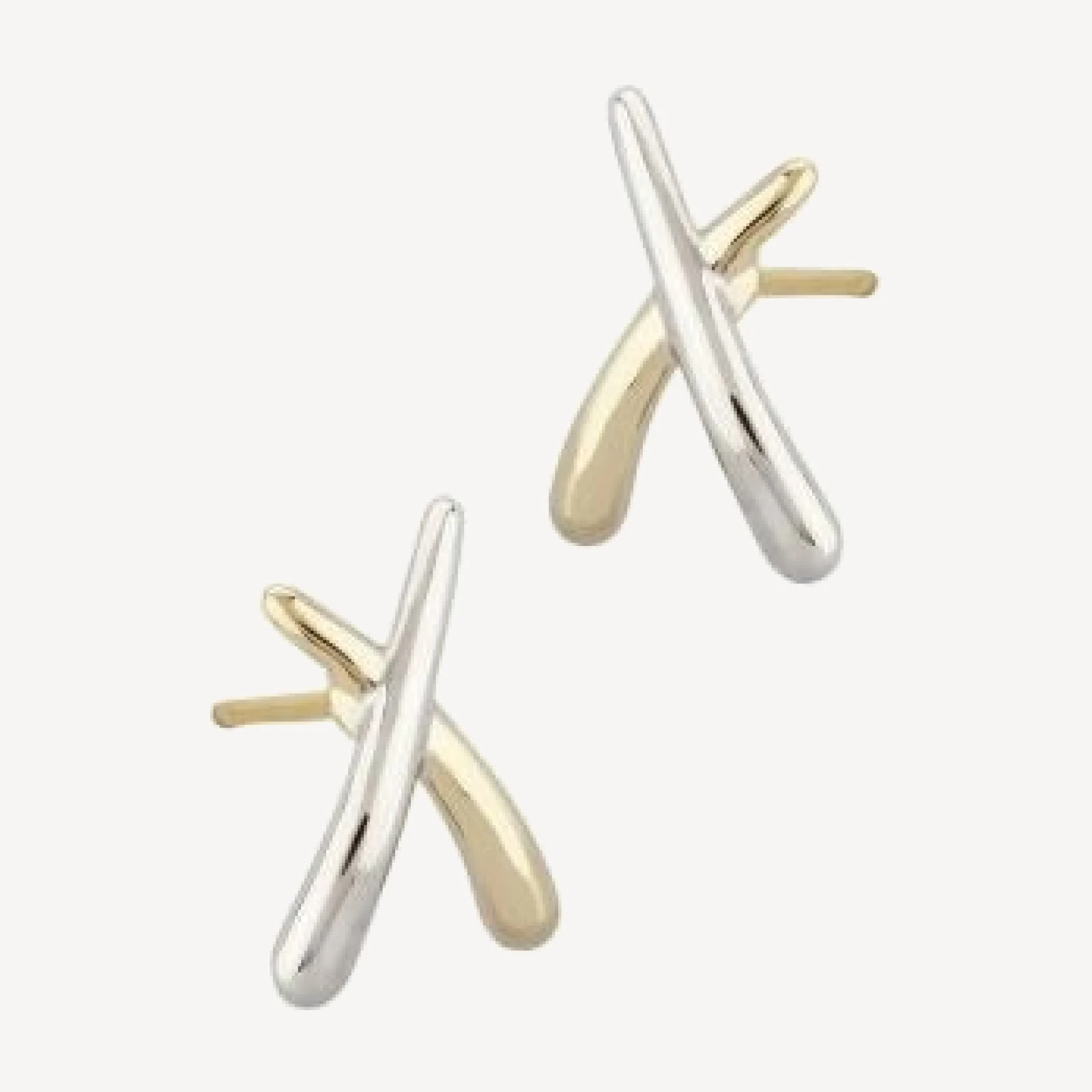 Bloomingdale's Fine Collection Small Crossover Stud Earrings in 14K White & Yellow Gold