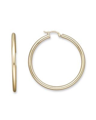 14K Yellow Gold Tube Hoop Earrings