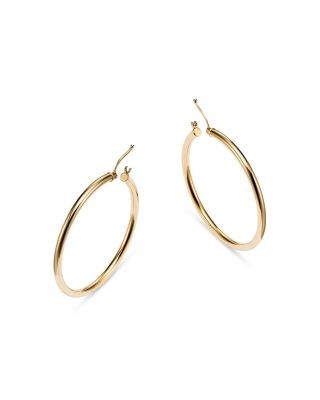 14K Yellow Gold Tube Hoop Earrings