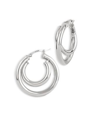 Bloomingdale's Fine Collection Polished Double Tube Hoop Earrings in Sterling Silver