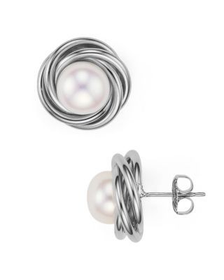 Bloomingdale's Fine Collection Sterling Silver and Cultured Freshwater Pearl Knot Stud Earrings