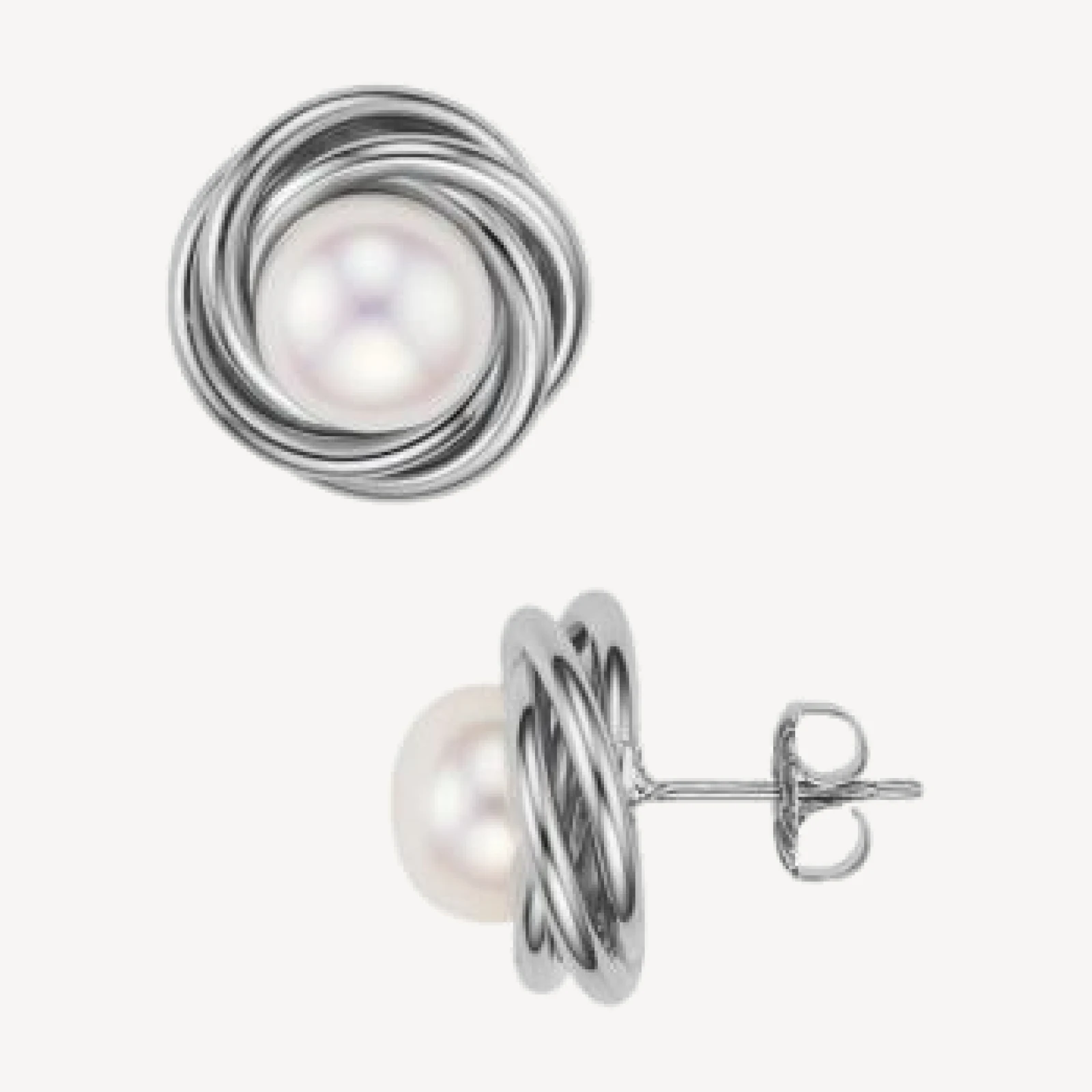 Bloomingdale's Fine Collection Sterling Silver and Cultured Freshwater Pearl Knot Stud Earrings