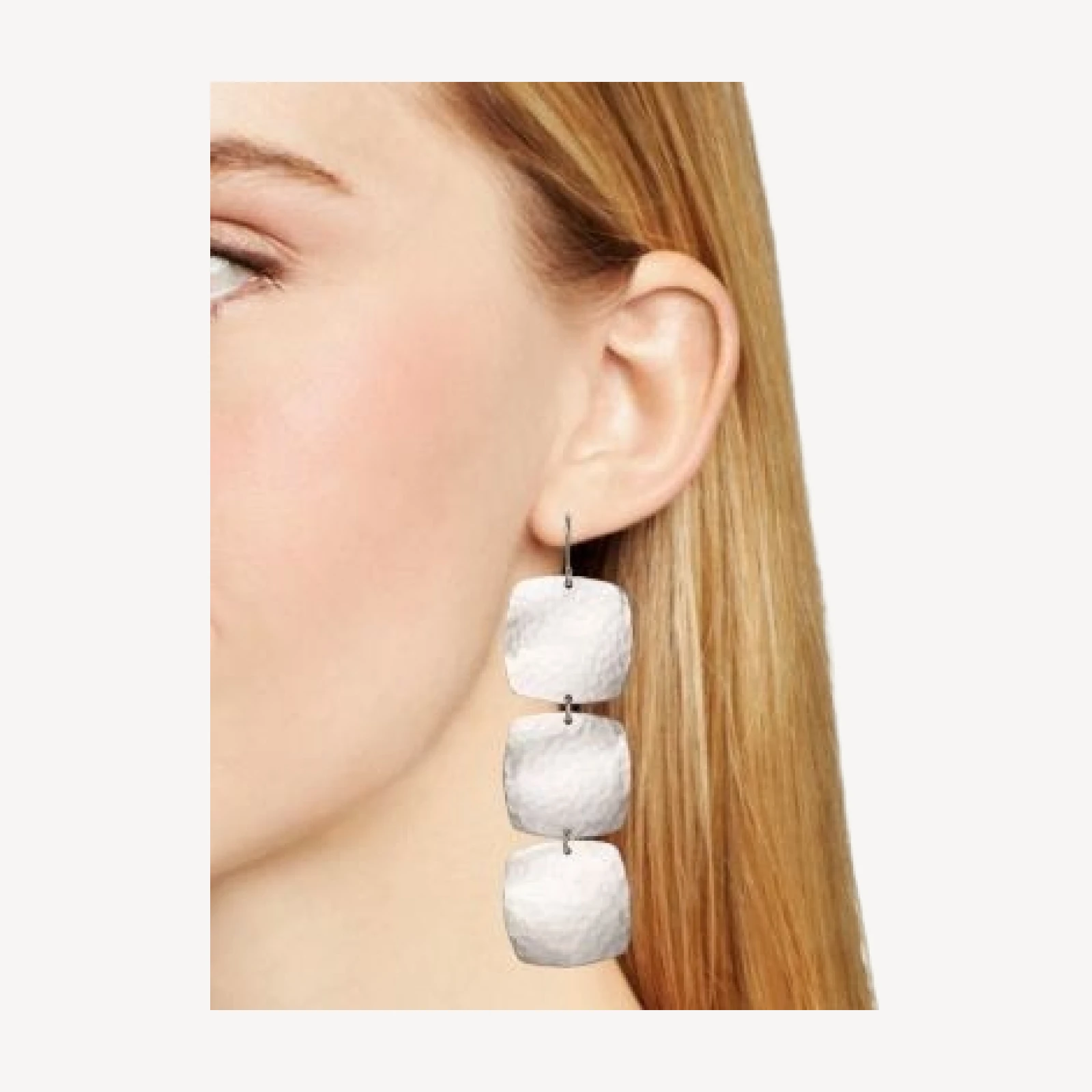 Sterling Silver Hammered Cushion Drop Earrings