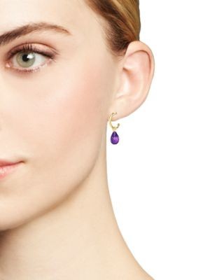 Bloomingdale's Fine Collection Amethyst Briolette Hoop Drop Earrings in 14K Yellow Gold