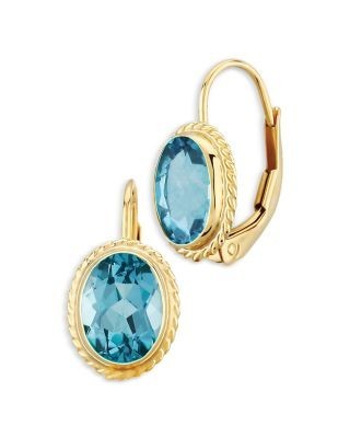 Bloomingdale's Fine Collection Gemstone Faceted Oval Lever Back Earrings in 14K Yellow Gold
