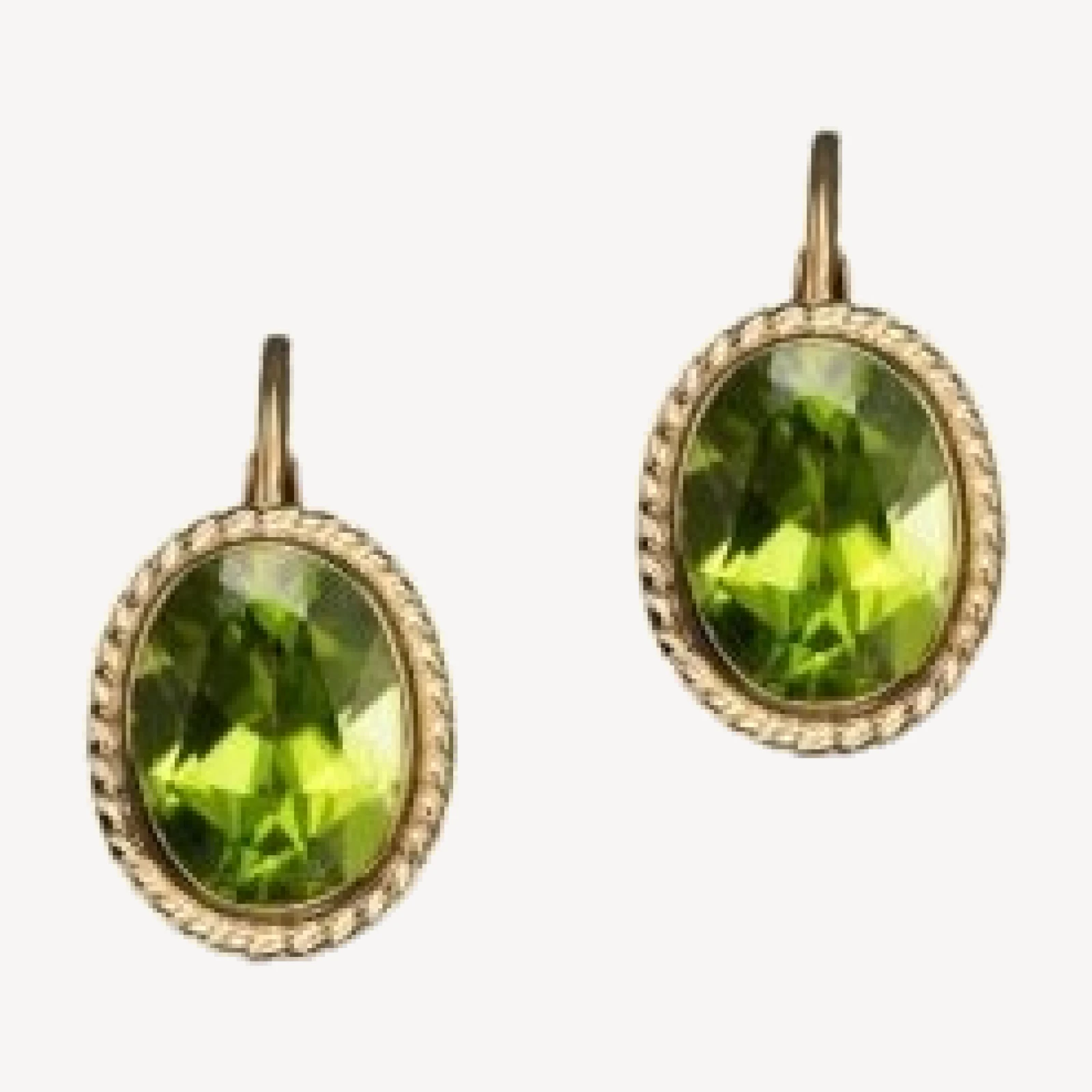 14K Yellow Gold Bezel Set Medium Drop Earrings with Peridot