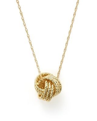 14K Yellow Gold Love Knot Necklace, 18