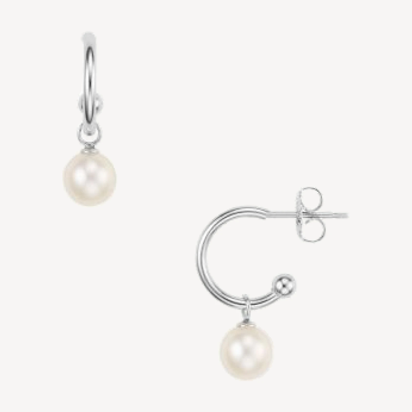 Bloomingdale's Fine Collection Hoop & Cultured Freshwater Pearl Drop Earrings