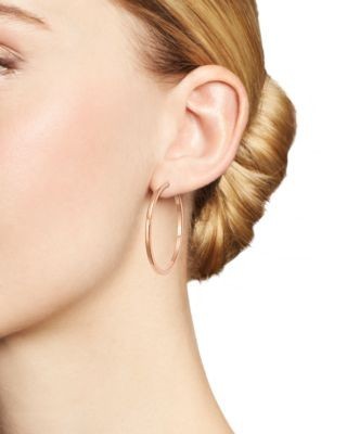 14K Rose Gold Square Tube Hoop Earrings