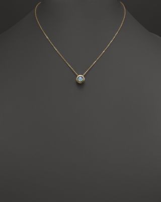 Black Opal Bezel Set Pendant Necklace in 14K Yellow Gold, 17