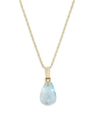 Bloomingdale's Fine Collection Blue Topaz Briolette Pendant Necklace in 14K Yellow Gold, 18