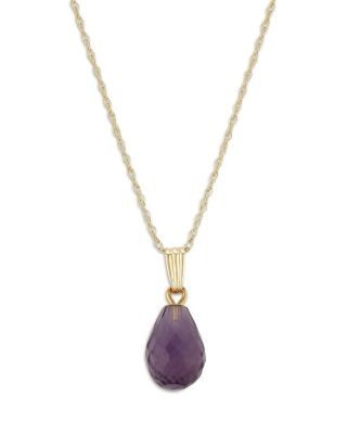 Bloomingdale's Fine Collection Amethyst Briolette Pendant Necklace in 14K Yellow Gold, 18