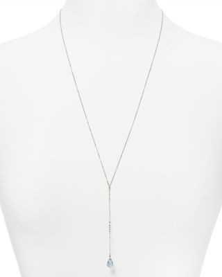 Sterling Silver and Blue Topaz Y Necklace, 26