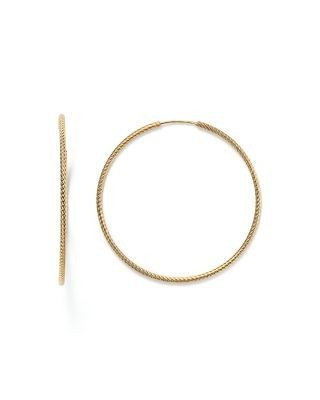 14K Yellow Gold Twisted Endless Hoop Earrings