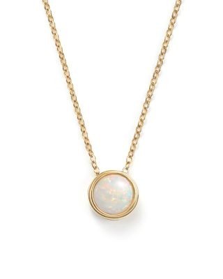 Opal Bezel Set Pendant Necklace in 14K Yellow Gold, 18