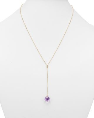 Amethyst Briolette Y-Necklace in 14K Yellow Gold, 22