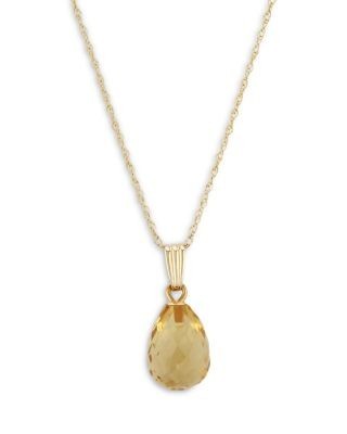 Bloomingdale's Fine Collection Citrine Briolette Pendant Necklace in 14K Yellow Gold, 18