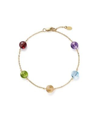 Multi Gemstone Station Bracelet in 14K Yellow Gold