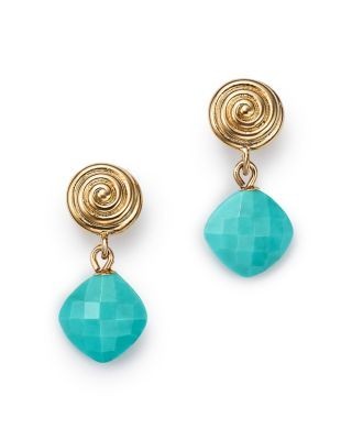 Bloomingdale's Fine Collection Turquoise Swirl Drop Earrings in 14K Yellow Gold