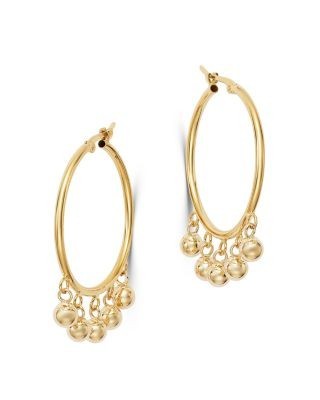 Bloomingdale's Fine Collection Dangling Spheres Hoop Earrings in 14K Yellow Gold