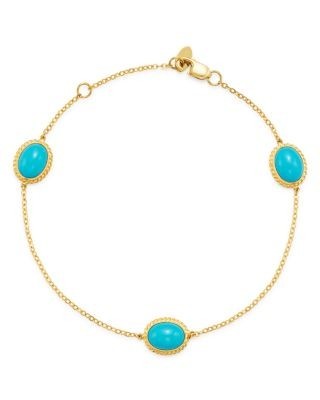 Bloomingdale's Fine Collection Turquoise Station Bracelet in 14K Yellow Gold