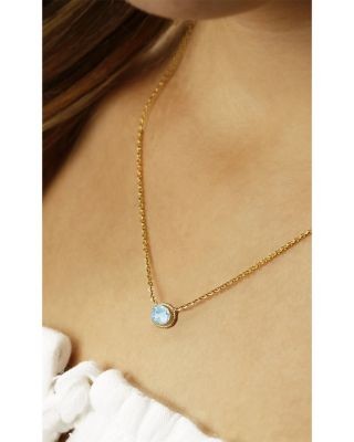 Bloomingdale's Fine Collection Aquamarine Faceted Oval Pendant Necklace in 14K Yellow Gold, 18-19