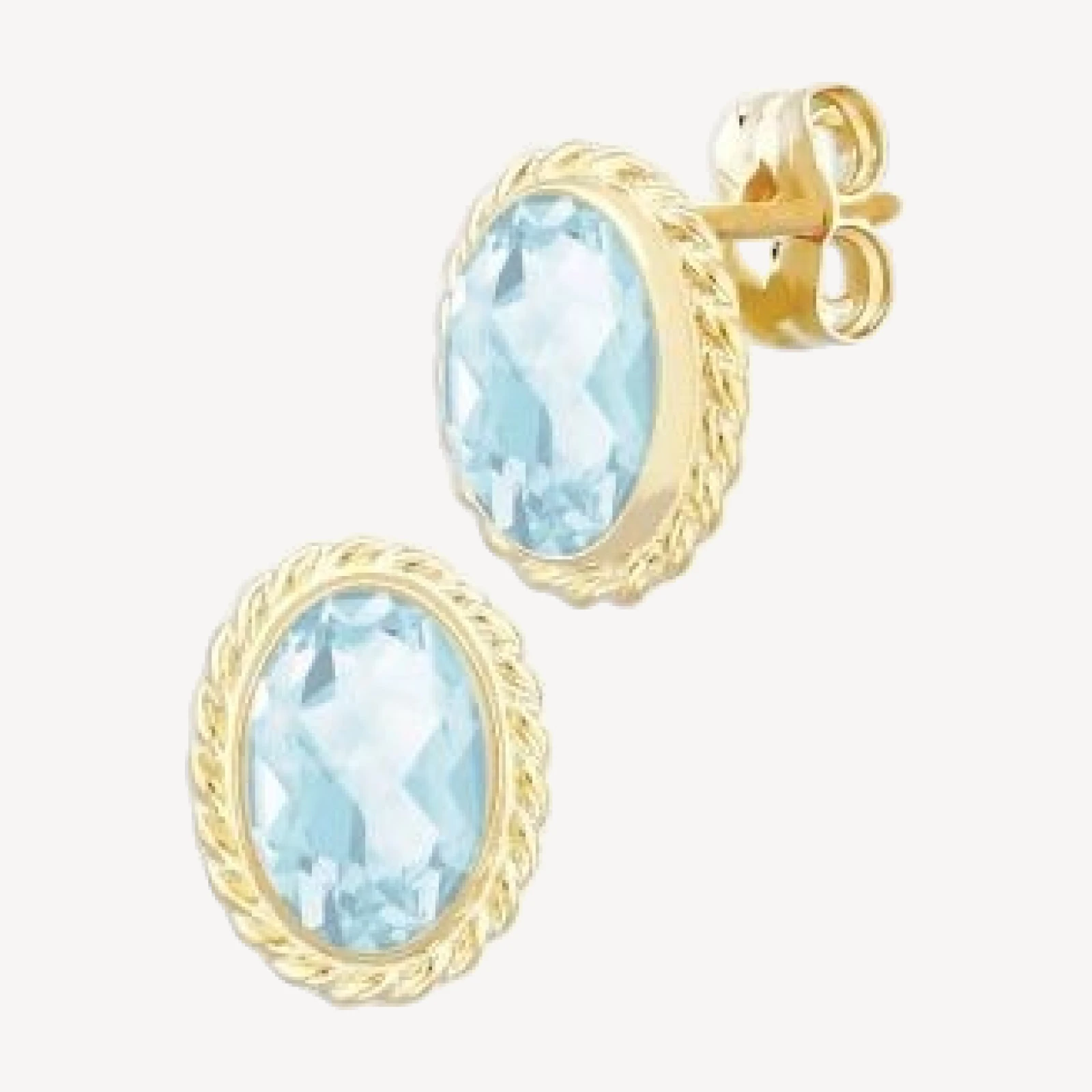 Bloomingdale's Fine Collection Aquamarine Oval Stud Earrings in 14K Yellow Gold