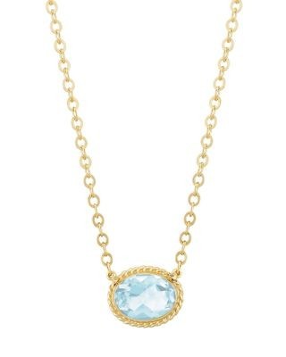 Bloomingdale's Fine Collection Aquamarine Faceted Oval Pendant Necklace in 14K Yellow Gold, 18-19