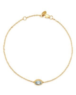 Bloomingdale's Fine Collection Aquamarine Oval Bezel Set Bracelet in 14K Yellow Gold