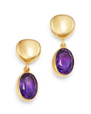 Bloomingdale's Fine Collection Gemstone Oval Drop Earrings in 14K Yellow Gold