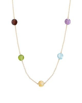 Bloomingdale's Fine Collection Semi Precious Gemstone Round Stone Station Necklace in 14K Yellow Gold, 18