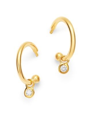 Bloomingdale's Fine Collection Diamond Drop Huggie Hoop Earrings in 14K Yellow Gold