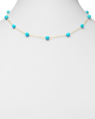 Bloomingdale's Fine Collection Turquoise Adjustable Station Necklace in 14K Yellow Gold, 7-19