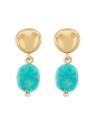 Bloomingdale's Fine Collection Turquoise Bead Drop Earrings in 14K Yellow Gold